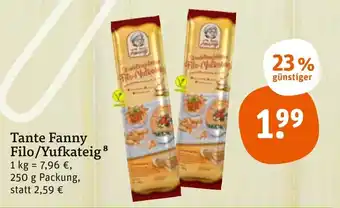 tegut Tante Fanny Filo/Yufkateig 250 g Angebot