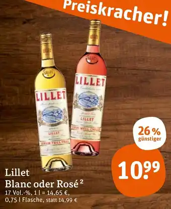 tegut Lillet Blanc oder Rosé 0,75 l Angebot