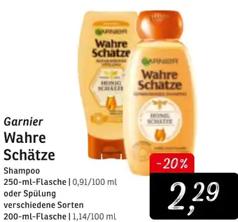 KONSUM Garnier Wahre Schätze Shampoo 250ml oder Spülung 200ml Angebot