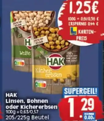 Elli Markt Hak Linsen, Bohnen Kichererbsen  205/225g Beutel Angebot