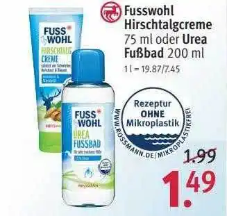 Rossmann Fusswohl hirschtalgcreme oder urea fußbad Angebot