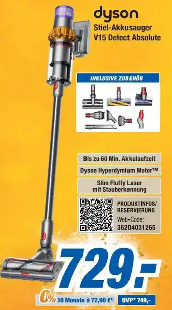 Expert Bening Dyson Stiel Akkusauger V15 Detect Absolute Angebot