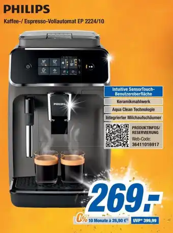 Expert Bening Philips Kafee/Espresso Vollautomat EP 2224/10 Angebot