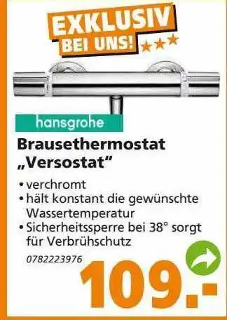 Globus Baumarkt Hansgrohe brausethermostat „versostat” Angebot