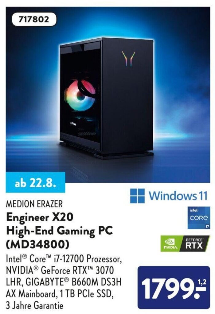 Medion Erazer Engineer X20 High End Gaming PC (MD34800) Angebot bei