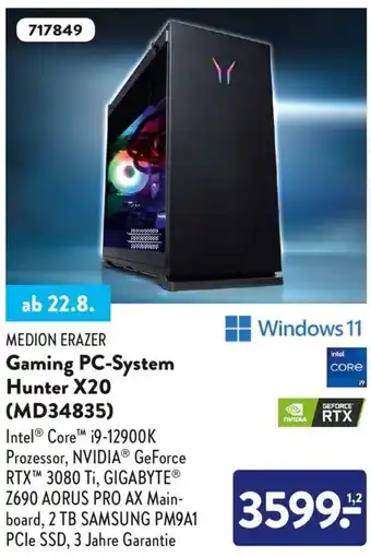Aldi Nord Medion Erazer Gaming PC System Hunter X20 (MD34835) Angebot