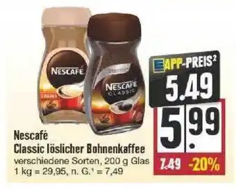 Edeka Nescafé classic löslischer bohnenkaffee Angebot