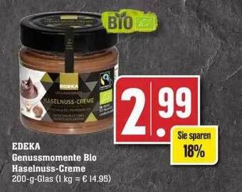 Edeka Edeka genussmomente bio haselnuss-creme Angebot