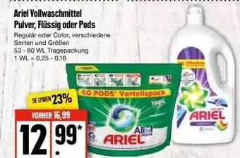 Edeka Ariel vollwashmittel pulver, flüssig oder pods Angebot