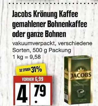 Edeka Frischemarkt Jacobs krönung kaffee gemahlener bohnenkaffee oder ganze bohnen Angebot