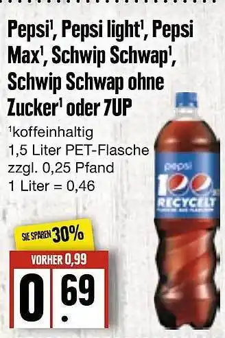 Edeka Frischemarkt Pepsi, pepsi light pepsi max schwip schwap schwip schwap ohne zucker oder 7up Angebot