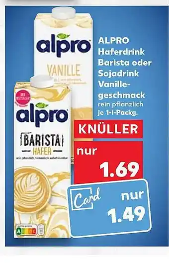 Kaufland Alpro haferdrink barista oder sojadrink vanille-geschmack Angebot