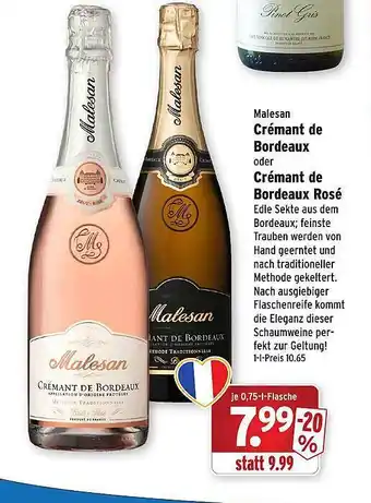 Wasgau Malesan crémant de bordeaux oder crémant de bordeau rosé Angebot