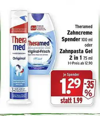 Wasgau Theramed zahncreme spender oder zahnpasta gel 2 in 1 Angebot