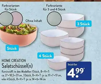 Aldi Nord Home creation salatschüssel(n) Angebot