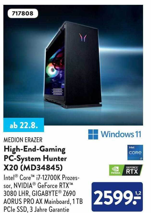 Medion erazer highendgaming pcsystem hunter x20 (md34845) Angebot