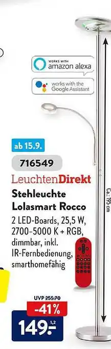 Aldi Süd Leuchtendirekt stehleuchte lolasmart rocco Angebot