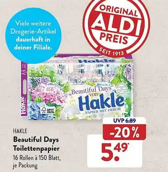 Aldi Süd Hakle beautiful days toilettenpapier Angebot