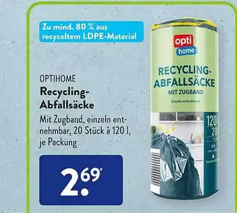 Aldi Süd Optihome recycling-abfallsäcke Angebot