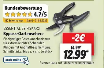 Lidl Bypass-gartenschere essential by fiskars Angebot