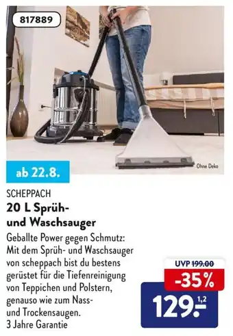 Aldi Nord Scheppach 20 L Sprüh und Waschsauger Angebot