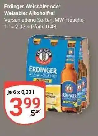 Globus Erdinger weissbier oder weissbier alkoholfrei Angebot