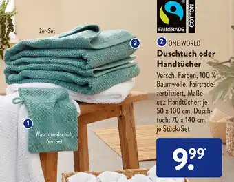 Aldi Süd One World Duschtuch oder Handtücher Angebot