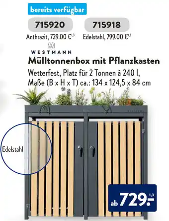 Aldi Süd Westmann Mülltonnenbox mit Pflanzkasten Angebot