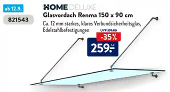 Aldi Süd Home Deluxe Glasvordach Renma 150 x 90 cm Angebot