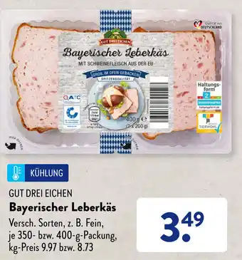 Aldi Süd Gut Drei Eichen Bayerischer Leberkäs 350-400 g Packung Angebot