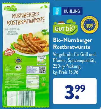 Aldi Süd Bio Nürnberger Rostbratwürste 250 g Packung Angebot