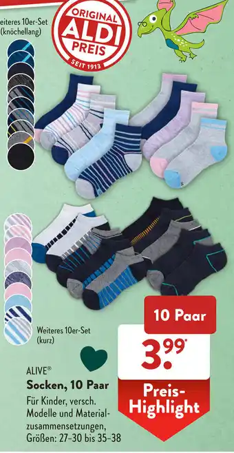 Aldi Süd Alive Socken, 10 Paar Angebot