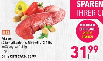 CITTI Markt Frisches südamerikanisches Rinderfilet 3-4 lbs Angebot