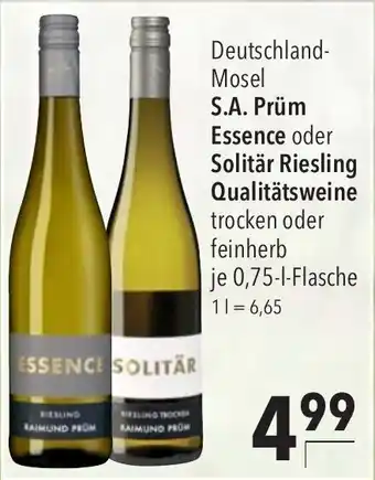 CITTI Markt S.A. Prüm Essence oder Solitär Riesling Qualitätsweine 0,75 l Angebot