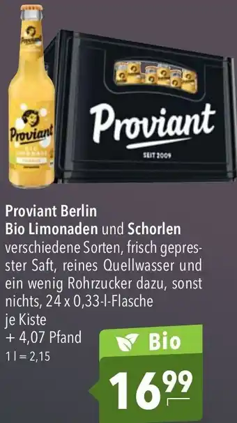 CITTI Markt Proviant Berlin Bio Limonaden und Schorlen 24 x 0,33 l Angebot