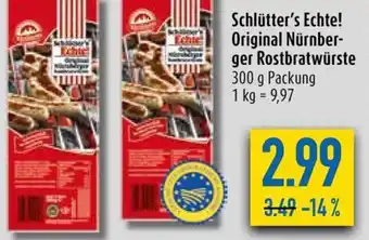 diska Schlütter's Echte! Original Nürnberger Rostbratwürste 300 g Angebot