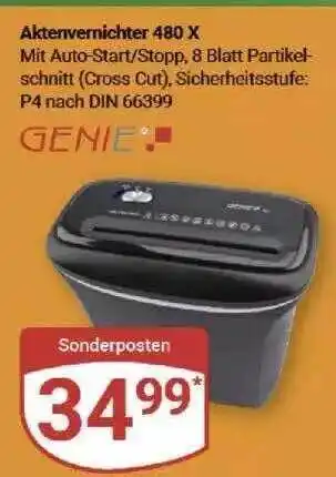 Globus Genie aktenvernichter 480 x Angebot