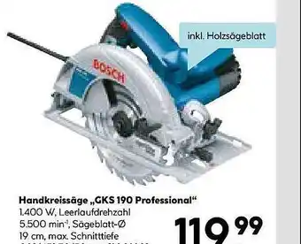 Hellweg Handkreissäge „gks 190 professional“ bosch Angebot