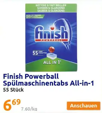 Action Finish Powerball Spülmaschinentabs All in 1, 55 Stück Angebot