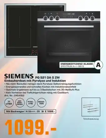 Saturn Siemens PQ 521 DA 0 ZM Einbauherdset mit Pyrolyse und Induktion Angebot