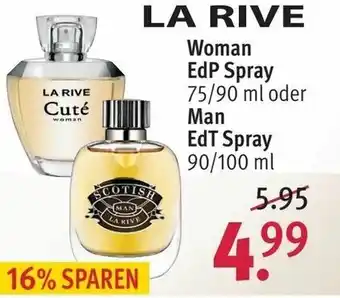 Rossmann La Rive Woman EdP Spray 75/90ml oder Man EdT Spray 90/100ml Angebot