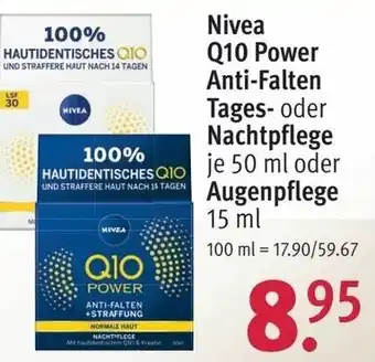 Rossmann Nivea Q10 Power Anti-Falten Tages oder Nachpflege 50ml oder Augenpflege 15ml Angebot