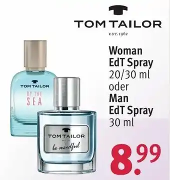 Rossmann Tom Tailor Woman EdT Spray 20/30ml oder Man EdT Spray 30ml Angebot