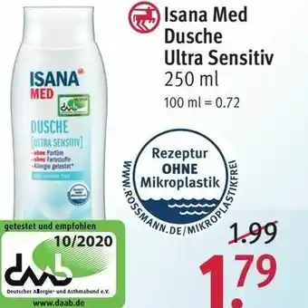 Rossmann Isana Med Dusche Ultra Sensitive 250ml Angebot