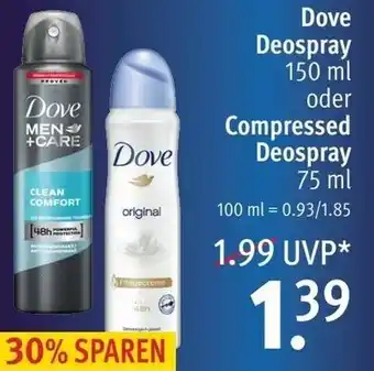 Rossmann Dove Deospray 150ml oder Compressed Deospray 75ml Angebot