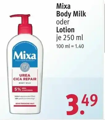 Rossmann Mixa Body Milk oder Lotion 250ml Angebot