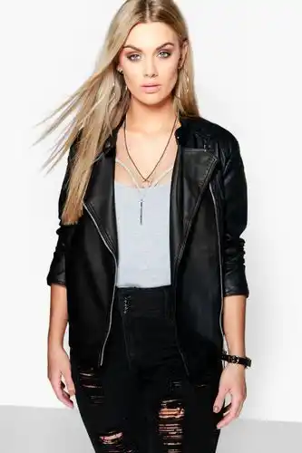 Boohoo Boohoo plus gesteppte bikerjacke aus kunstleder - schwarz - 44, schwarz Angebot