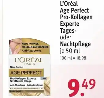 Rossmann L'oréal Age Pro Kollagen Experte Tages oder Nachtpflege 50ml Angebot