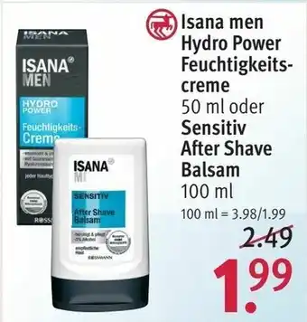 Rossmann Isana men Hydro Power Feuchtigkeitscreme 50ml oder Sensitiv After Shave Balsam 100ml Angebot