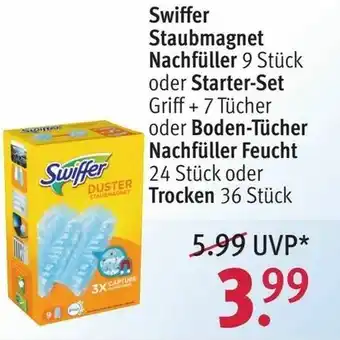 Rossmann Swiffer Staubmagnet Nachfüller oder Bodentücher Nachfüller Feucht oder Trocken Angebot